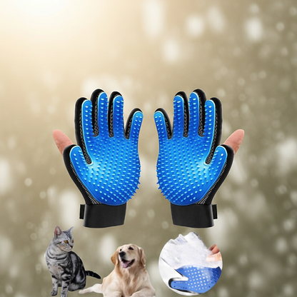 Pet Grooming Kit for Dog Cat Rabbit Fur 2 Sided Grooming Brush Bath Cleaning Glove De-Shedding De-Matting Pet Hair