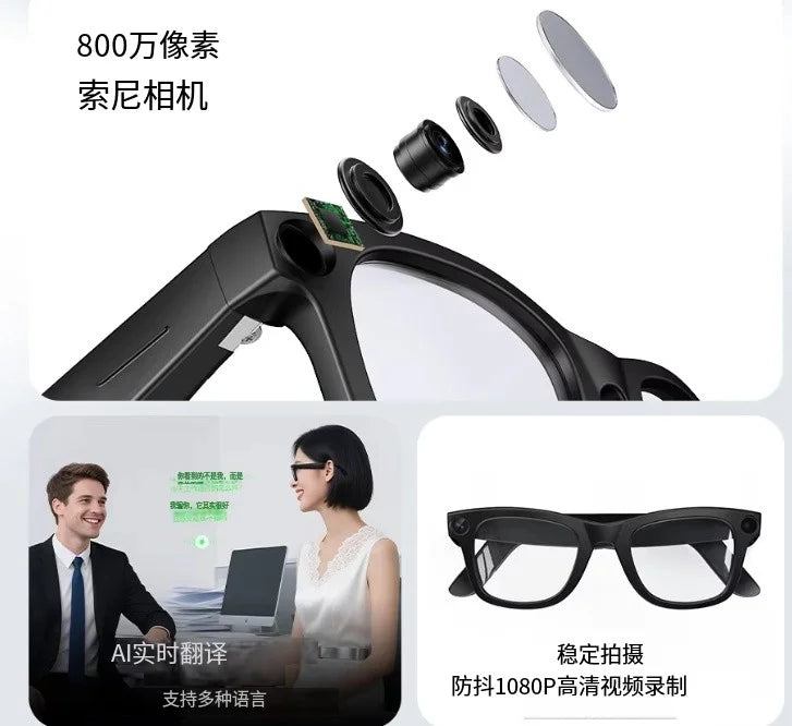 New E02 Meta Smart Glasses with Camera 800W WIFI Transfer Gesture Control ChatGPT Men Women Outdoor AI Smart Glasses