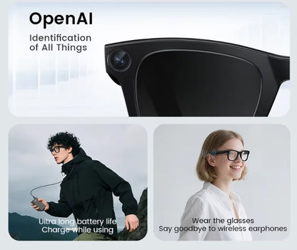 New E02 Meta Smart Glasses with Camera 800W WIFI Transfer Gesture Control ChatGPT Men Women Outdoor AI Smart Glasses