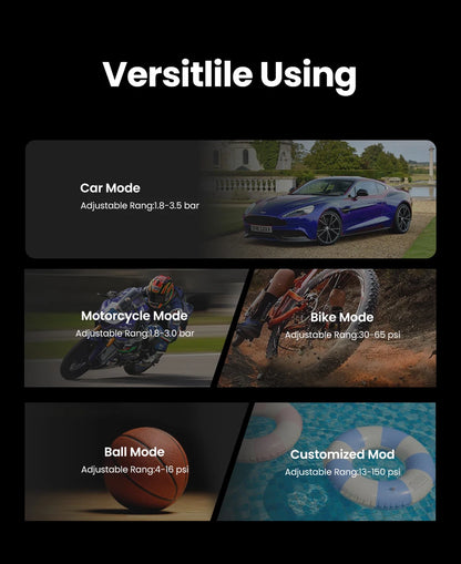 UGREEN Car Air Pump Portable Air Compressor for Car Motorcycles Bicycle Electric Tire Inflator with LCD Digital Display