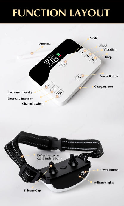 2 In 1 Electric Pet Wireless Fence Dog Training Collar Anti Runaway Up to 3 Dogs Outdoor Pet Containment Rechargeable System