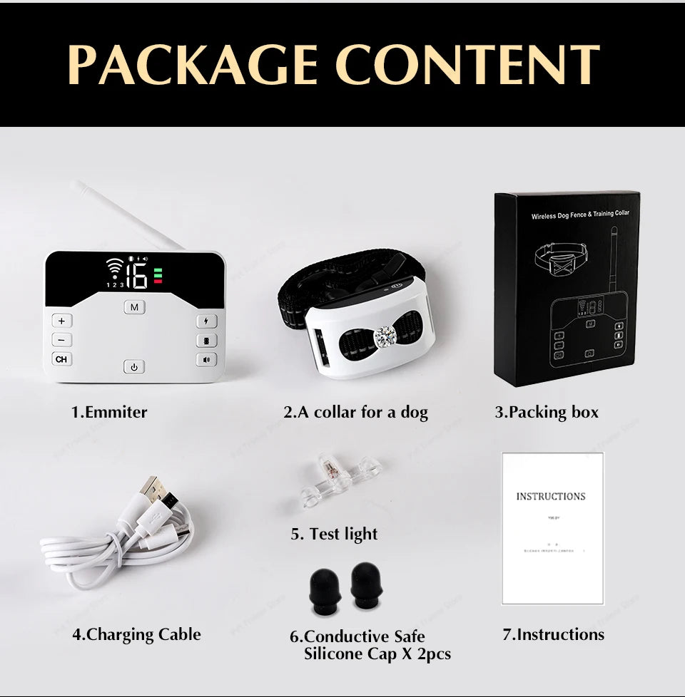 2 In 1 Electric Pet Wireless Fence Dog Training Collar Anti Runaway Up to 3 Dogs Outdoor Pet Containment Rechargeable System