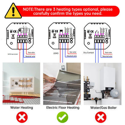 Smart Thermostat for House Electric Floor Heating WiFi AC thermostat with AI Smart Learning APP Control LED Digital Touch Screen