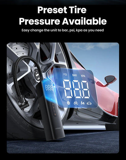 UGREEN Car Air Pump Portable Air Compressor for Car Motorcycles Bicycle Electric Tire Inflator with LCD Digital Display