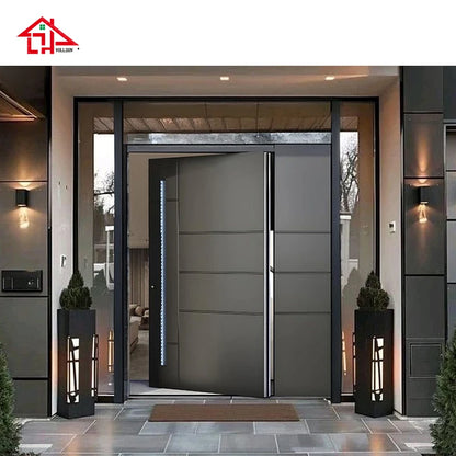 Modern Luxury Custom Aluminum Pivot Front Door, High-Security Exterior Entry Door for Villa aluminum entrance door