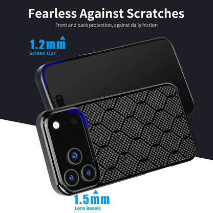 Shockproof Armor Cover - Carbon Fiber Magnetic Case With Honeycomb Block Texture for iPhone 11 12 13 14 15 16 17 Air Pro Max