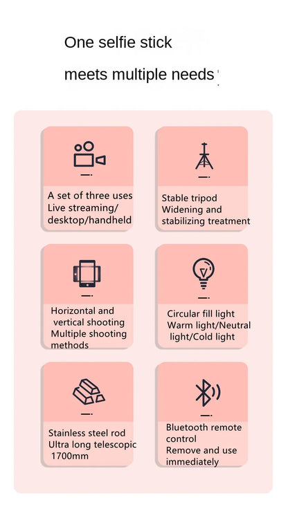 MEUYAG 170cm 360° rotation Selfie Stick with Wireless Bluetooth Extended Tripod with Remote Shutter for Android ios smartphone