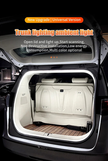 Car high brightness trunk lighting ambient light interior decoration LED wiring free automatic sensing tailgate light strip
