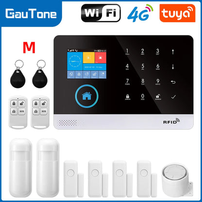 Smart Home Tuya GSM Alarm System 4G Wifi System for House Security Wireless with Door Sensor Smart Life APP Control for Alexa
