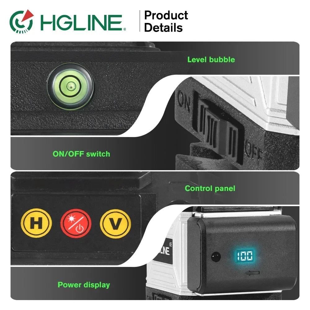 HGLINE Professional 16 Lines Laser Level With APP Remote Control Selfleveling 360° Horizontal And Vertical Laser Level
