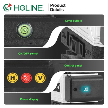 HGLINE Professional 16 Lines Laser Level With APP Remote Control Selfleveling 360° Horizontal And Vertical Laser Level