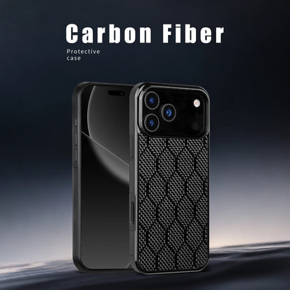 Shockproof Armor Cover - Carbon Fiber Magnetic Case With Honeycomb Block Texture for iPhone 11 12 13 14 15 16 17 Air Pro Max