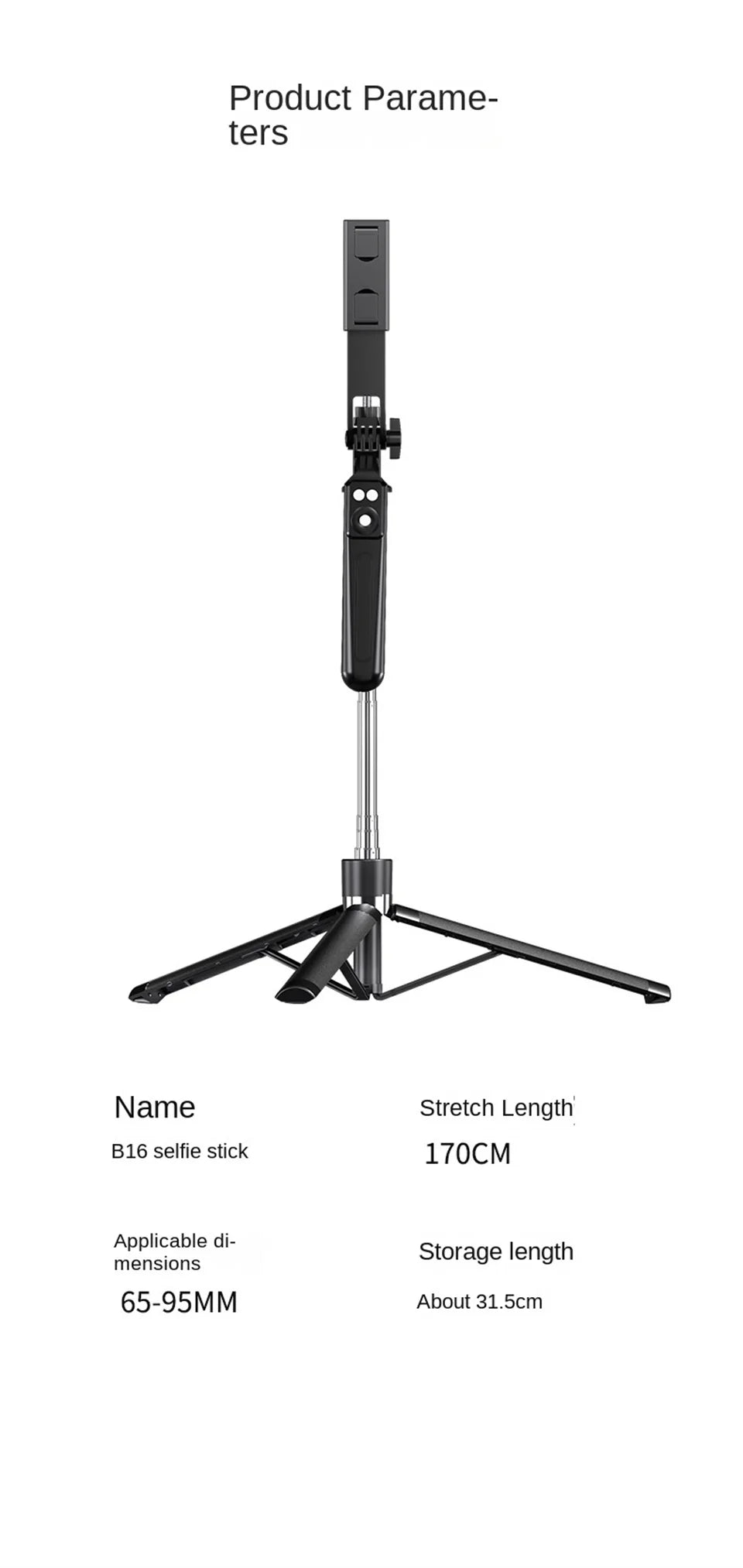 MEUYAG 170cm 360° rotation Selfie Stick with Wireless Bluetooth Extended Tripod with Remote Shutter for Android ios smartphone