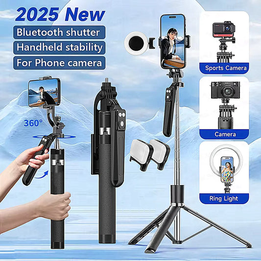 MEUYAG 170cm 360° rotation Selfie Stick with Wireless Bluetooth Extended Tripod with Remote Shutter for Android ios smartphone