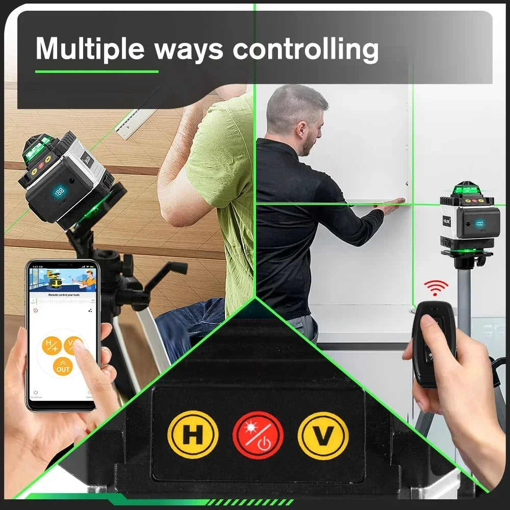 HGLINE Professional 16 Lines Laser Level With APP Remote Control Selfleveling 360° Horizontal And Vertical Laser Level