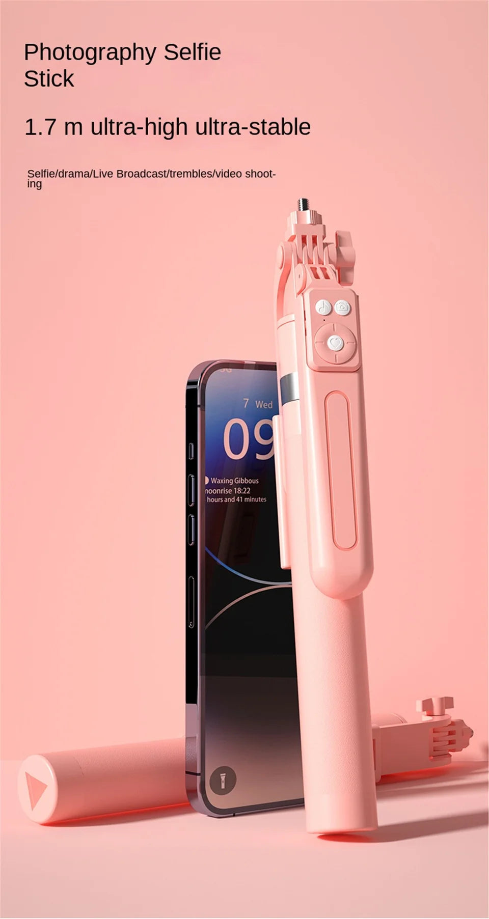 MEUYAG 170cm 360° rotation Selfie Stick with Wireless Bluetooth Extended Tripod with Remote Shutter for Android ios smartphone